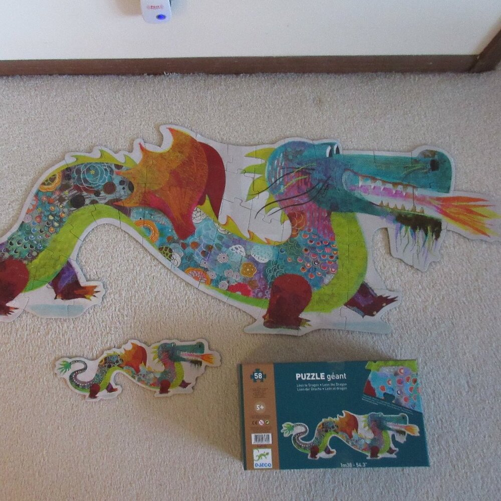 💕 Giant Bright, Multi-Colored DRAGON Puzzle 54.3" Long 💕